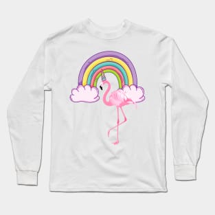 Unicorn Rainbow Flamingo Long Sleeve T-Shirt